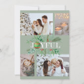 喜びの新しい両親オーナメント4写真ホリデーカード シーズンカード (正面)