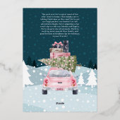 喜びの旅ロードトリップピンクレトロ水彩車 箔シーズンカード (裏面)