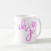 喜びの書道のマグ-ピンク--を選んで下さい コーヒーマグカップ (正面右)
