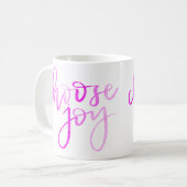 喜びの書道のマグ-ピンク--を選んで下さい コーヒーマグカップ (正面左)