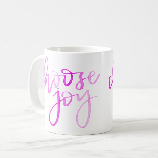 喜びの書道のマグ-ピンク--を選んで下さい コーヒーマグカップ (正面左)