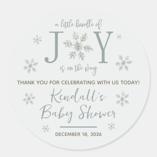 喜びの束が赤ちゃんシャワーの途中にある ラウンドシール (正面)