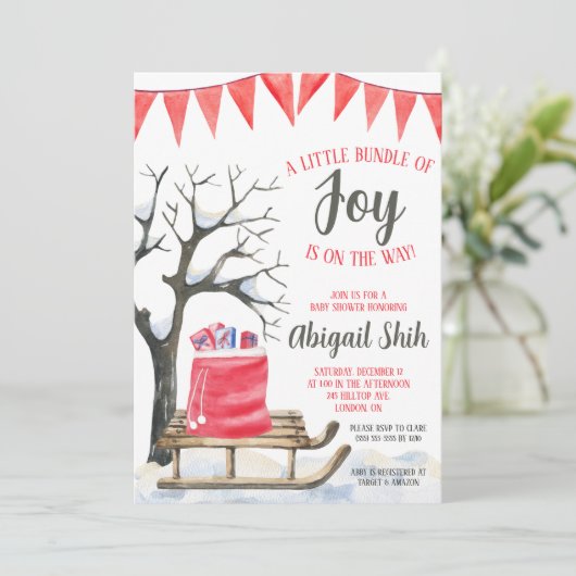 喜びの束が赤ちゃんシャワーの途中にある 招待状 (スタンド正面)