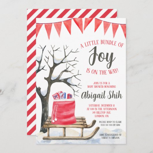 喜びの束が赤ちゃんシャワーの途中にある 招待状 (正面/裏面)