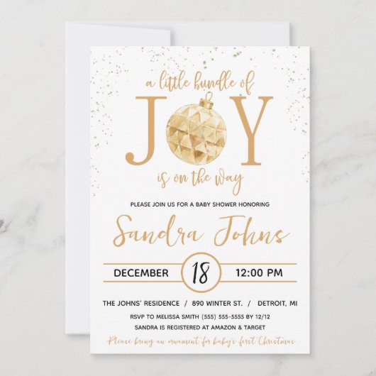 喜びの束が赤ちゃんシャワーの途中にある 招待状 (正面)
