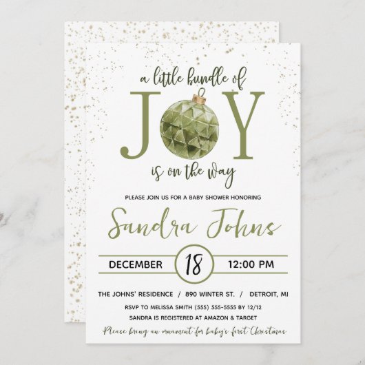 喜びの束が赤ちゃんシャワーの途中にある 招待状 (正面/裏面)