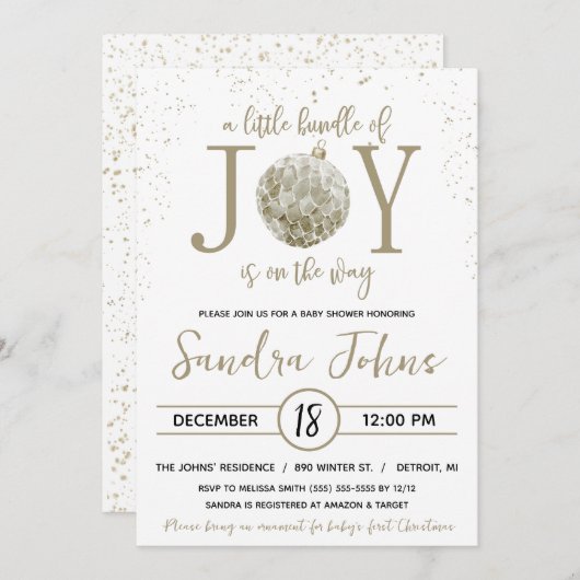 喜びの束が赤ちゃんシャワーの途中にある 招待状 (正面/裏面)