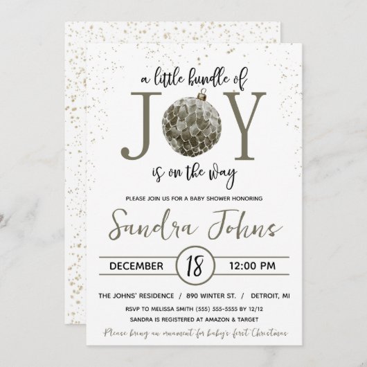 喜びの束が赤ちゃんシャワーの途中にある 招待状 (正面/裏面)