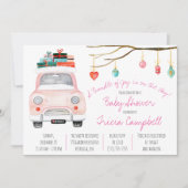 喜びの束が途中だ！ピンク色の赤ちゃんシャワー 招待状 (正面)