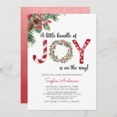 喜びの束はクリスマスの赤ちゃんシャワーの途中にある 招待状 (正面/裏面)