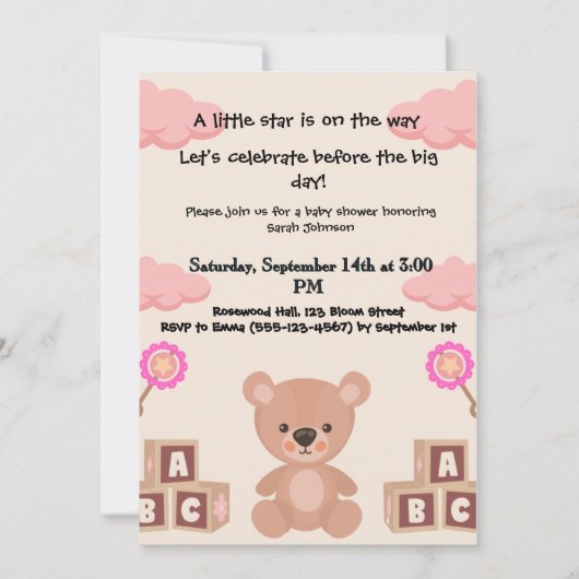 喜びの束を待つ、ベビーシャワー招待状 招待状 (正面)