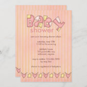 喜びの束：ピンク：:ベビーシャワー招待状 招待状 (正面/裏面)