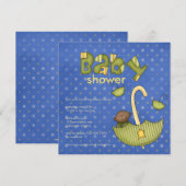 喜びの束：緑：:ベビーシャワー招待状 招待状 (正面/裏面)