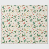 喜びの森の鳥クリスマスラッピング紙 ラッピングペーパー (フラット)