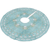 喜びの水の円の真珠のクリスマスの天使 ブラッシュドポリエステルツリースカート (アングル)