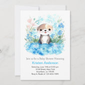 喜びの水の色の男の子のシャワー 招待状 (正面)