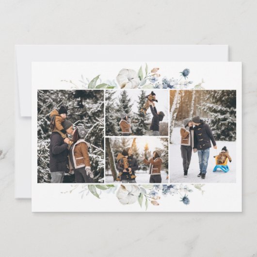 喜びの水彩花輪円形写真 シーズンカード (裏面)