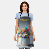 喜びの爆発 – ハッピーバースデーケーキ エプロン (着用した状態)