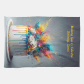喜びの爆発 – ハッピーバースデーケーキ キッチンタオル (横)