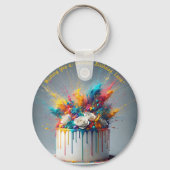 喜びの爆発 – ハッピーバースデーケーキ キーホルダー (正面)