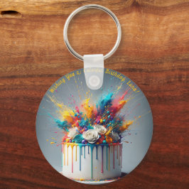 喜びの爆発 – ハッピーバースデーケーキ キーホルダー