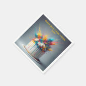 喜びの爆発 – ハッピーバースデーケーキ スタンダードカクテルナプキン (角)