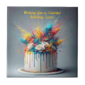 喜びの爆発 – ハッピーバースデーケーキ タイル (正面)