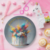 喜びの爆発 – ハッピーバースデーケーキ ペーパープレート (パーティー)