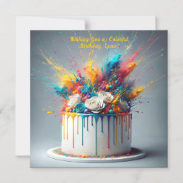 喜びの爆発 – ハッピーバースデーケーキ マグネット招待状