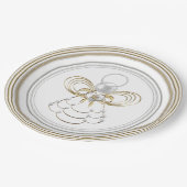 喜びの真珠そして金の金属クリスマスの天使 ペーパープレート (アングル)