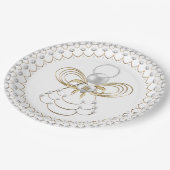 喜びの真珠そして金の金属クリスマスの天使 ペーパープレート (アングル)