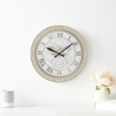 喜びの真珠そして金の金属クリスマスの天使 ラージ壁時計 (ホーム)