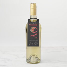 喜びの知らせ赤いクリスマスポインセチアの黒 ボトルネックタグ