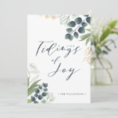 喜びの知らせ | エレガントな水彩画の冬の葉 シーズンカード (スタンド正面)