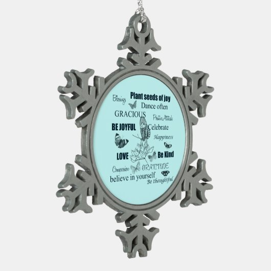 喜びの種を植える スノーフレークピューターオーナメント (左)