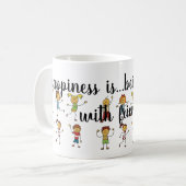 喜びの笑い:友達とのおもしろい コーヒーマグカップ (正面左)