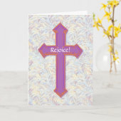 喜びの紫のクロス　イースターカード カード (黄色い花)