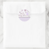 喜びの紫色のバンドル赤ちゃんシャワーシール ラウンドシール (バッグ)