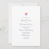 喜びの結婚式の十分の虹のハート 招待状 (正面)