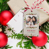 喜びの緑のカスタム写真メリークリスマス ギフトタグ
