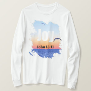 喜びの聖書 水面に沈む輝く夕日 Tシャツ