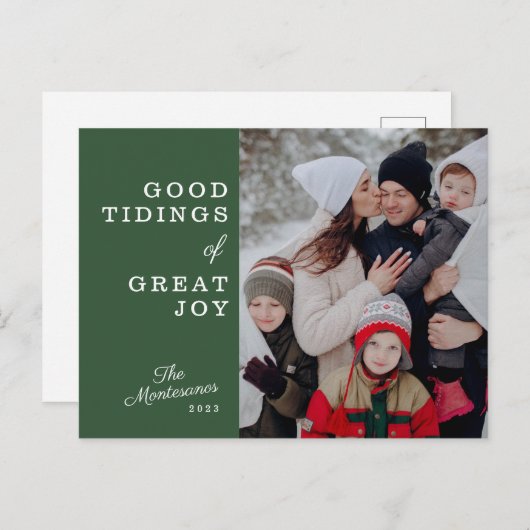 喜びの良いタイ素晴らしディングのクリスマス葉書 – 緑 シーズンポストカード (正面/裏面)