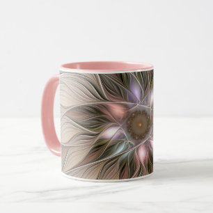 喜びの花抽象 ベージュ ブラウン 花 フラクタル マグカップ
