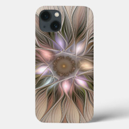 喜びの花 アブストラクト ベージュ ブラウン フローラル フラクタル iPhone 13ケース