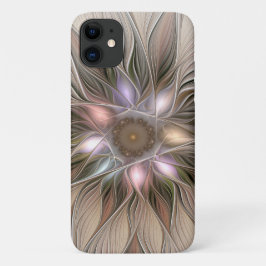 喜びの花 アブストラクト ベージュ ブラウン フローラル フラクタル iPhone 11 ケース