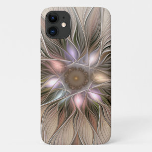 喜びの花 アブストラクト ベージュ ブラウン フローラル フラクタル iPhone 11 ケース