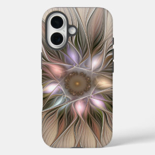 喜びの花 アブストラクト ベージュ ブラウン 花 フラクタル iPhone 16ケース