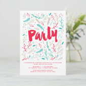 喜びの葉のクリスマスホリデーパーティー招待状 招待状 (スタンド正面)