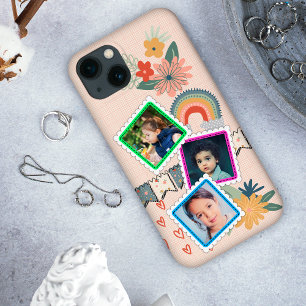 喜びの虹、花、ハート&フラグカスタムの iPhone 13ケース