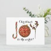 喜びの言葉 アート キャンディー ケーン オーナメント と ホーリー シーズンカード (スタンド正面)